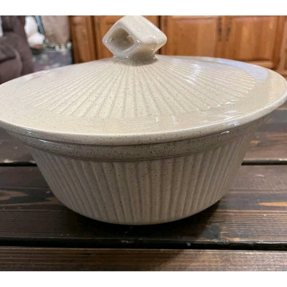 California Pottery Casserole Dish 9.5" Luster Opalescent‎ Colorful Vintage MCM